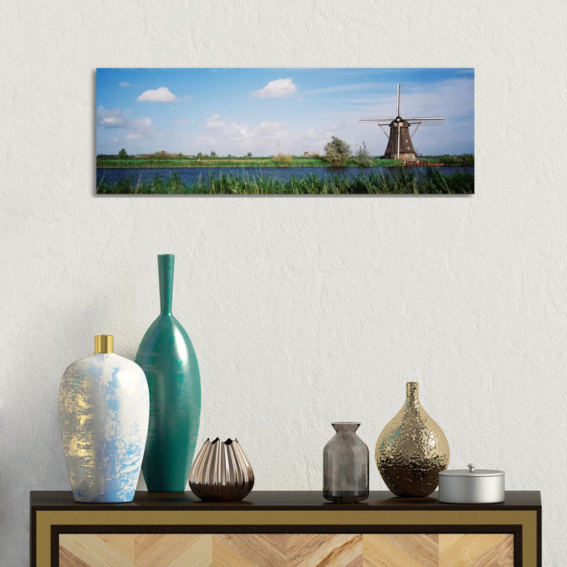 Traditional Dutch Windmill, Netherlands - Wrapped Canvas Panoramic Print, 30.48 cm H x 91.44 cm W x 1.91 cm D