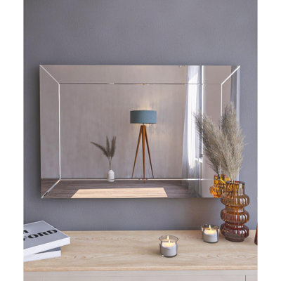 Miroir moderne pour commode 19,7 po x 29,5 po x 0,9 po | 100% panneau de fibres à densité moyenne avec verre écologique Fllot-E | Finition blanche élégante, conception à fixation murale | Parfait pour les chambres à coucher et les vestiaires contem