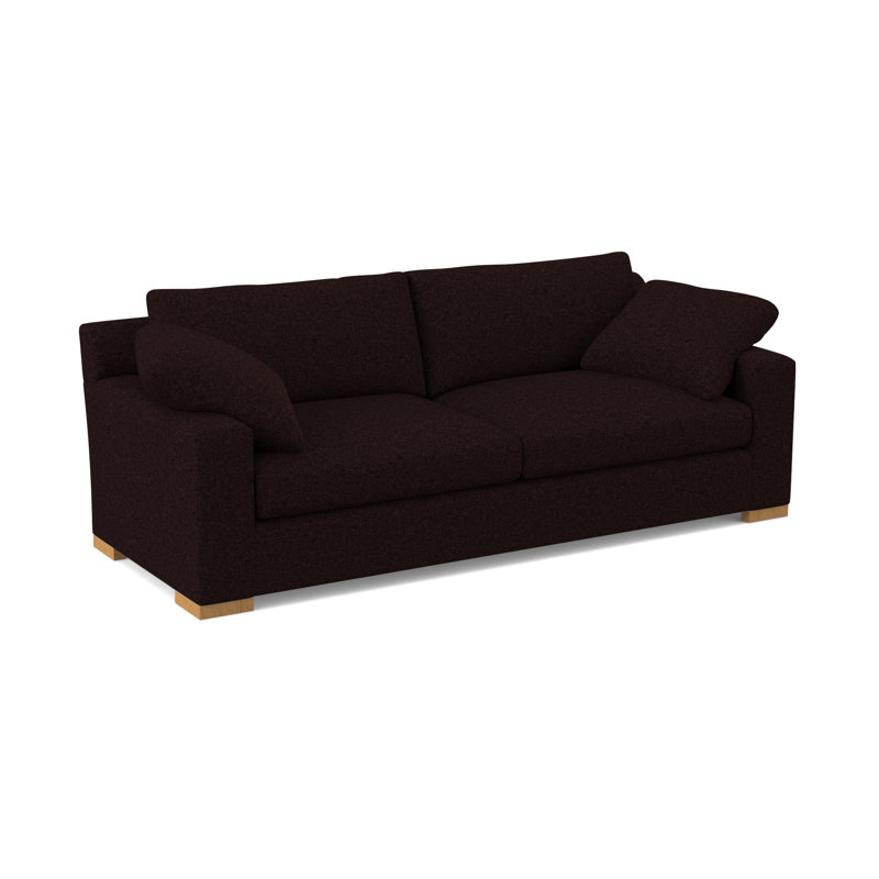 Morgan Boucle and Velvet Sofa, Margaret Mahogany Polyester Blend, Amber