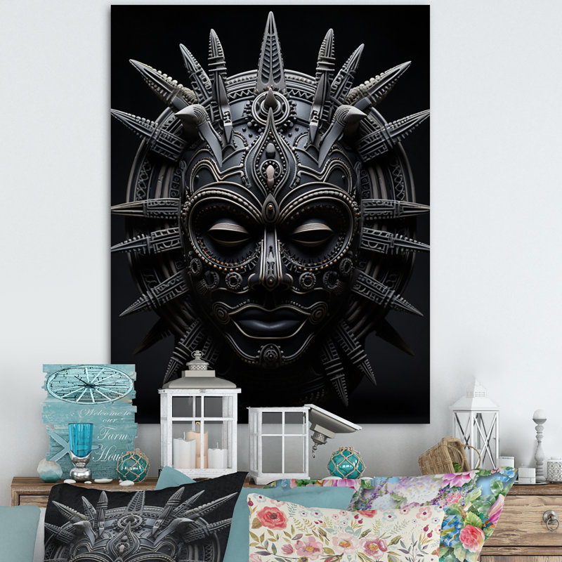 Masque africain Leronda Tribu II, H 40 po x l 30 po x P 1,5 po, Toile tendue