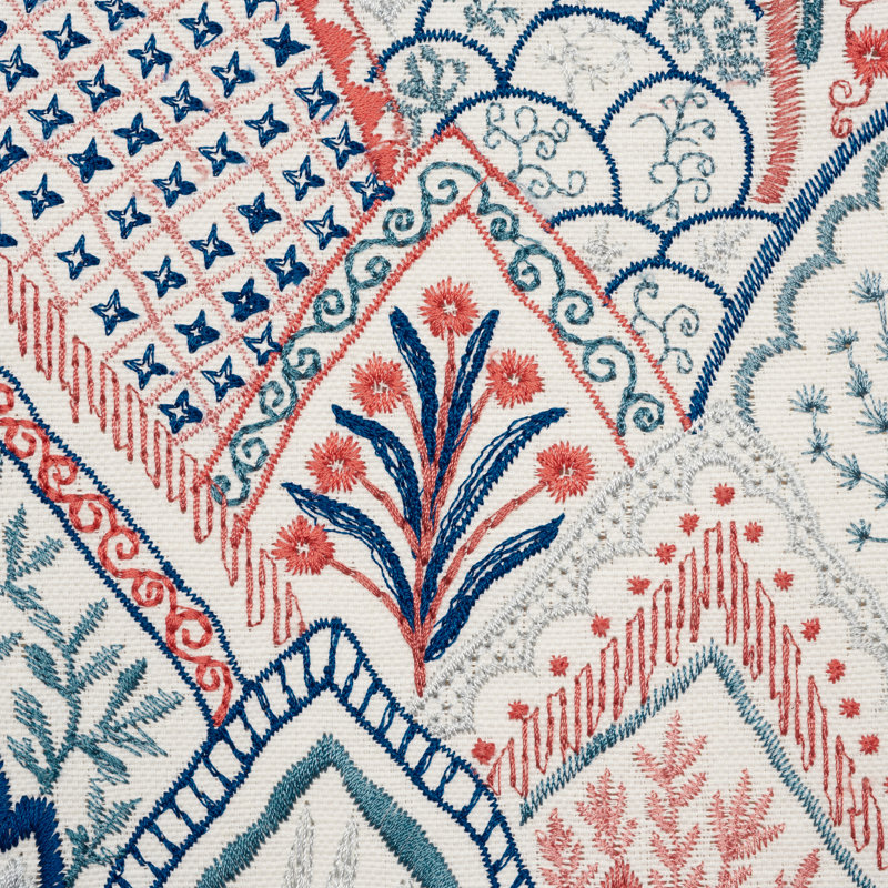 Albizia Embroidery Fabric, Delft/Rose