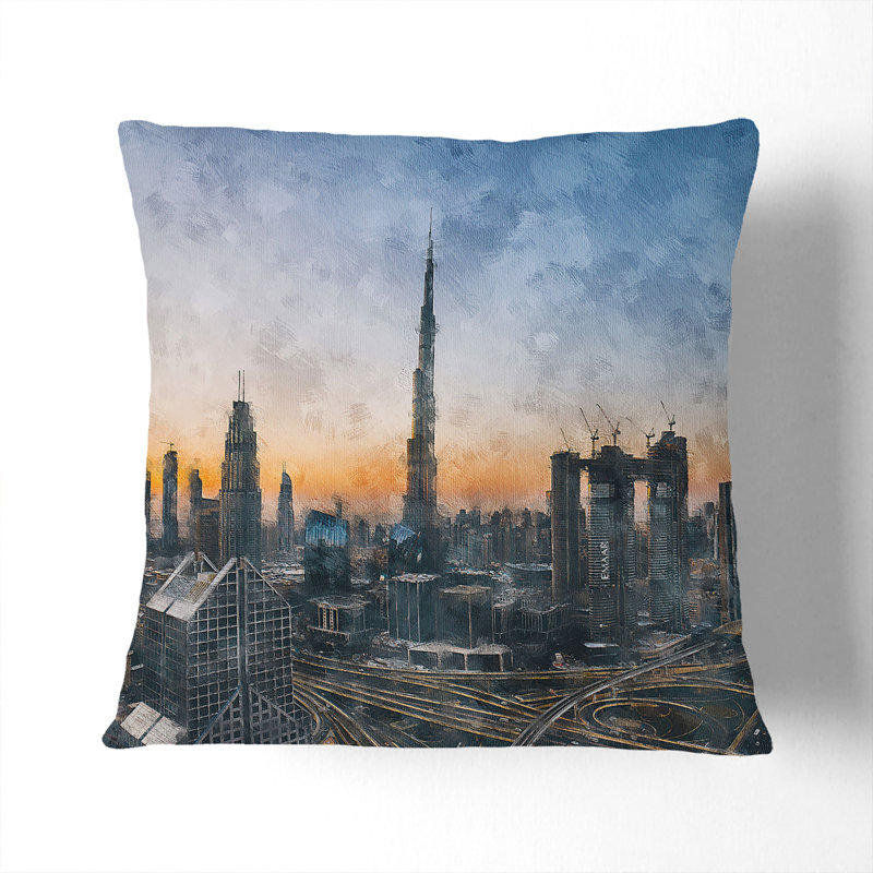 Skyline in Dubai Cushion with Filling, 55cm H x 55cm W x 20cm D