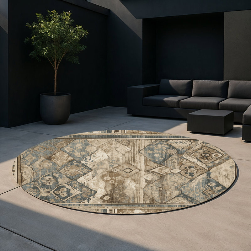 Rustic Charm Indoor And Outdoor Area Rug, Round 5'