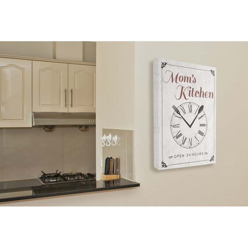 «Mom's Kitchen Open 24 Hours» par Daphne Polselli, reproduction d'art textuel sur toile, H 40 po x l 30 po, Toile tendue
