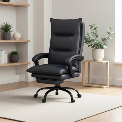 Microfiber Office Chair with Massage, Heat, Footrest