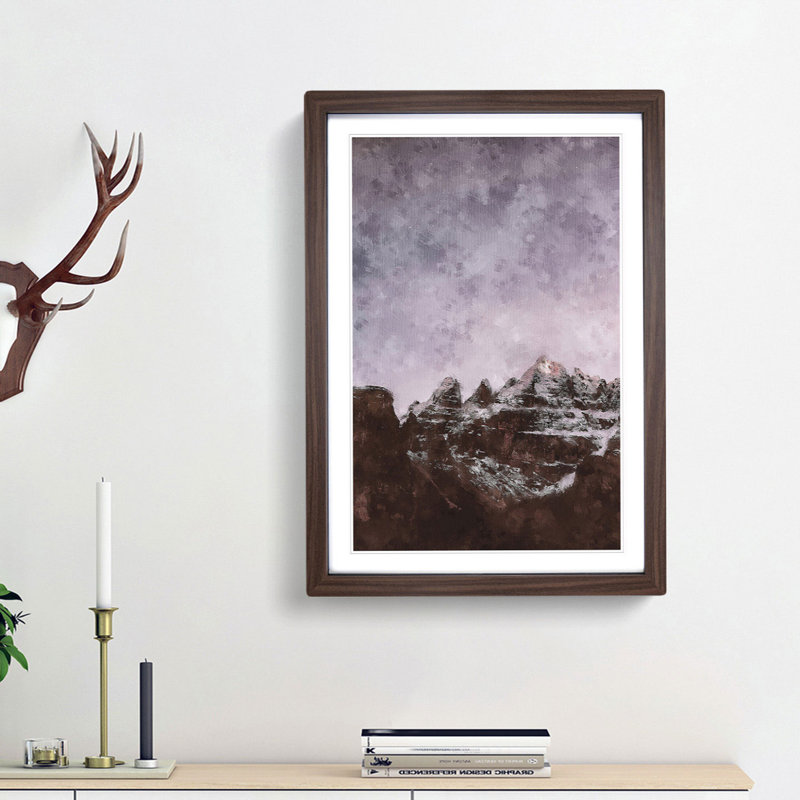 Stars Over The Dolomites In Italy Painting - Framed Print, 45cm H x 33cm W x 2cm D, Walnut Framed