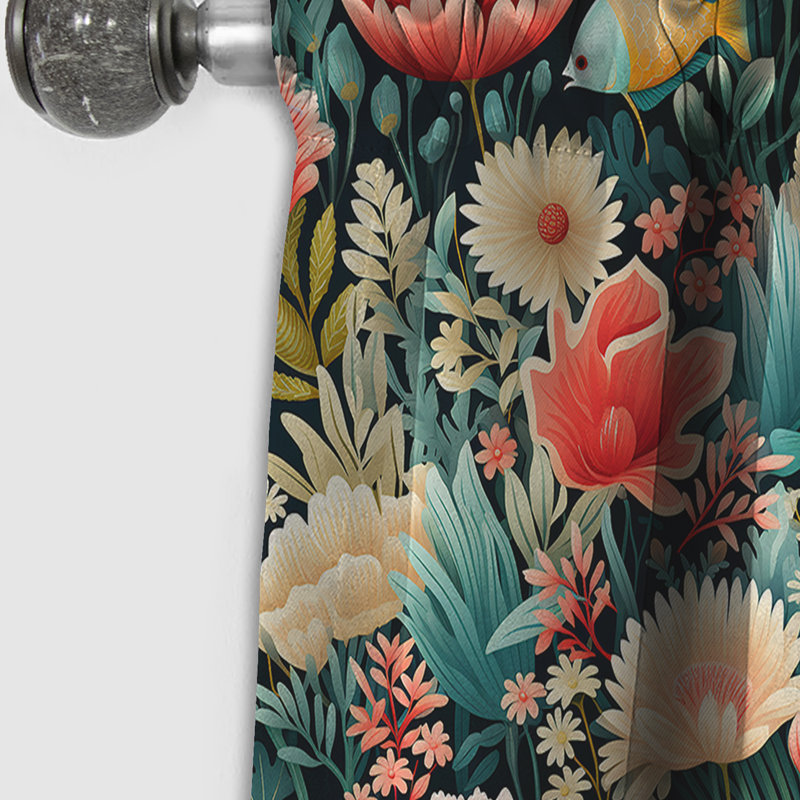 Motif tropical Coral Crêtes IV - Rideau floral - Rideau occultant floral - 1 panneau, L 52 po x L 95 po