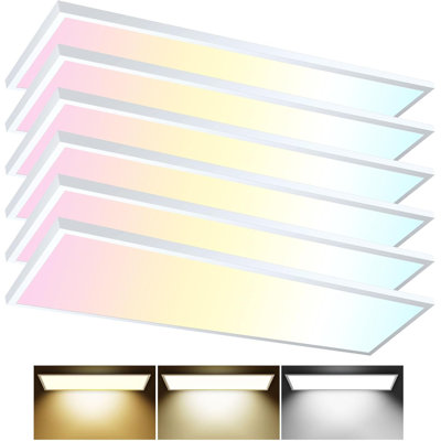 6Pack 1x4 Led Flat Panel Light, 50w 5500lm Ultra-thin Surface Mount Ceiling Light, Triac Dimmable, 3cct Selectable (3000k/4000k/5000k), 4ft Led Fixture For Kitchen, Garage, Basement, Office