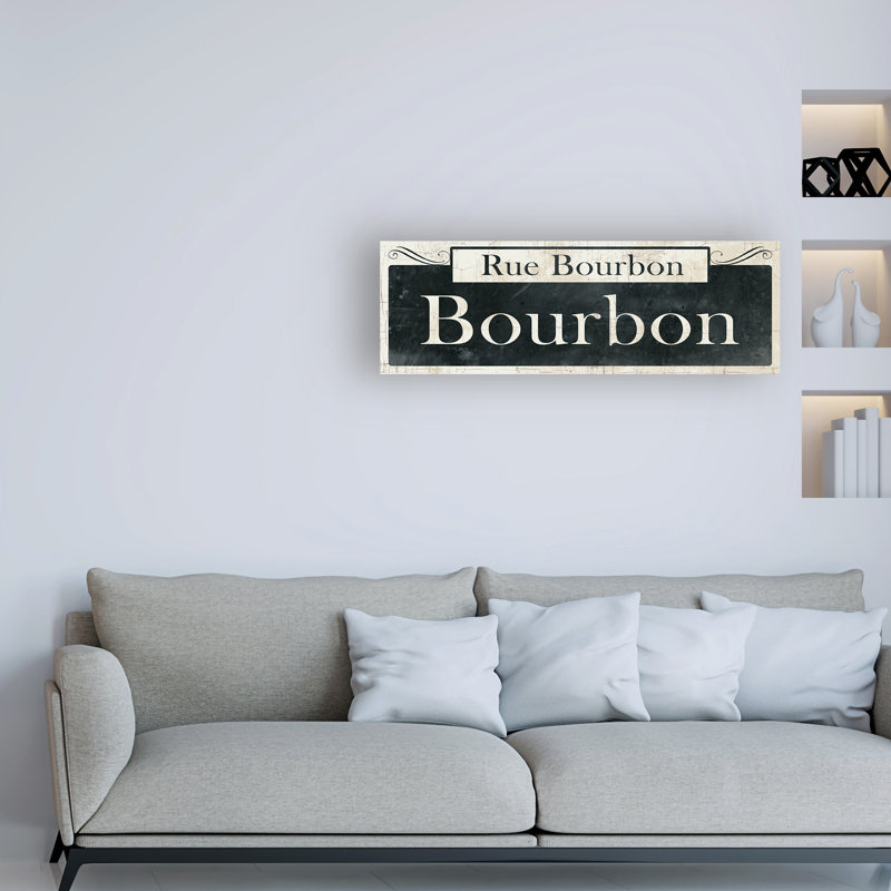 Impression d’art textuel sur toile tendue "Français Quarter Sign I" par Wild Apple portfolio, H 10 po x l 32 po x P 2 po