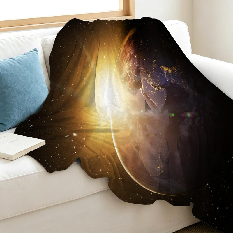 Jeté transparent en flanelle de polaire ultra douce, Our Earth in Cosmos et imprimé recto, Jeté 40 po x 50 po