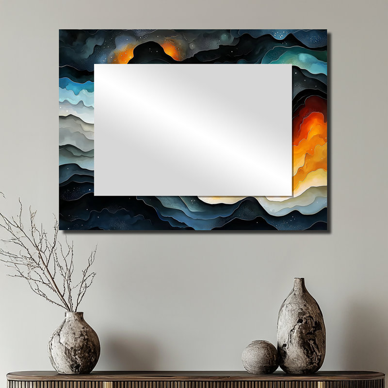 Minimaliste éthéré abstrait marbré océan II - art mural miroir moderne - imprimé sur métal, 24 po x 32 po