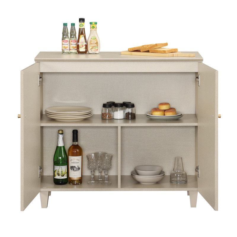 Buffet 4 en 1 avec portes et tiroirs, 118 po, Lin beige