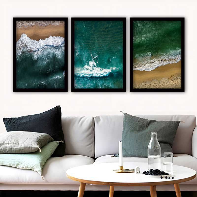 Superbe ensemble de peintures décoratives encadrées (3 pièces) de 21,7 po x 29,5 po chacune | Cadre 100% bois avec polystyrène de 0,8 pouce | Impression numérique UV | Parfait pour la décoration murale de salon, de bureau et de galerie