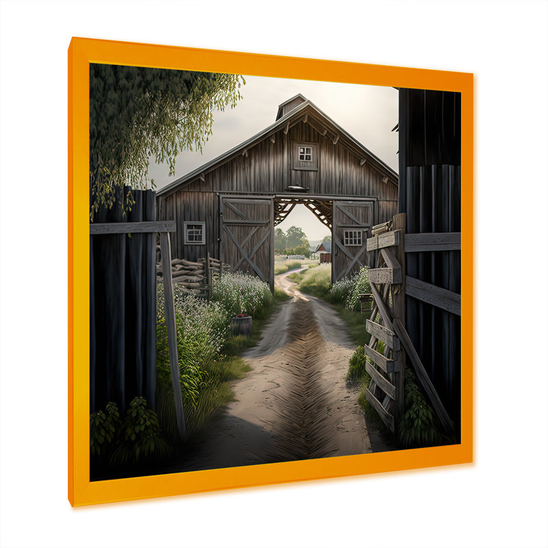 Pittoresque chemin sinueux et grange I - Barn Farm Ranch, impressions sur toile, H 36 po x l 36 po x P 1,5 po