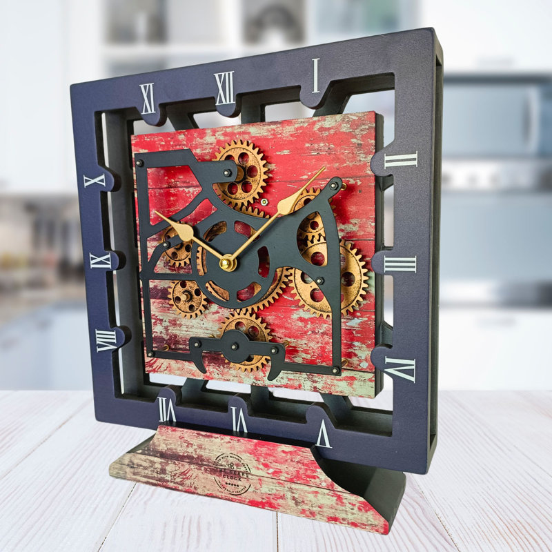 Solid Wood Wall Clock, Red/Lava