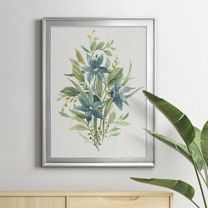 «Greenery I» - Peinture sur toile encadrée, H 22,5 po x l 30,5 po x P 1,5 po, Argent