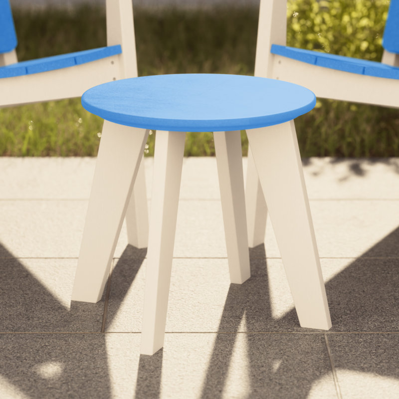 Table de bout d'extérieur ronde 18 po, blanc, Bleu