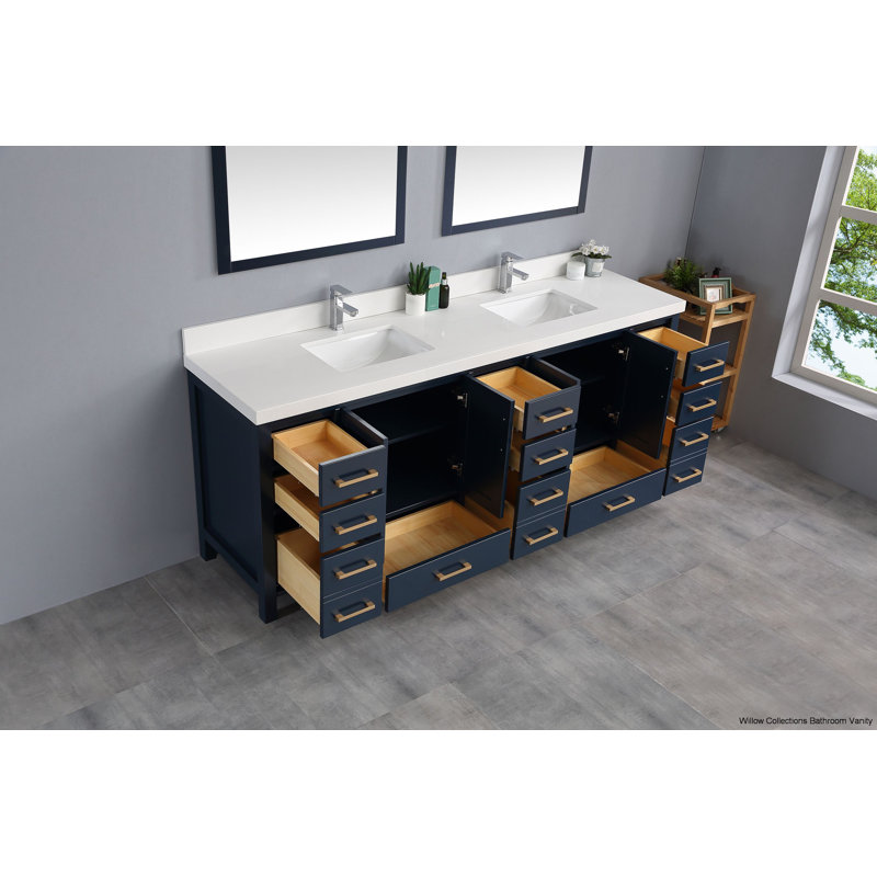 Meuble-lavabo double 84 po x 22 po Aseelah, Blanc, Vert