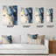 Horloge murale abstraite Momentary Spirit Golden Wave Retro Blue II-842253769