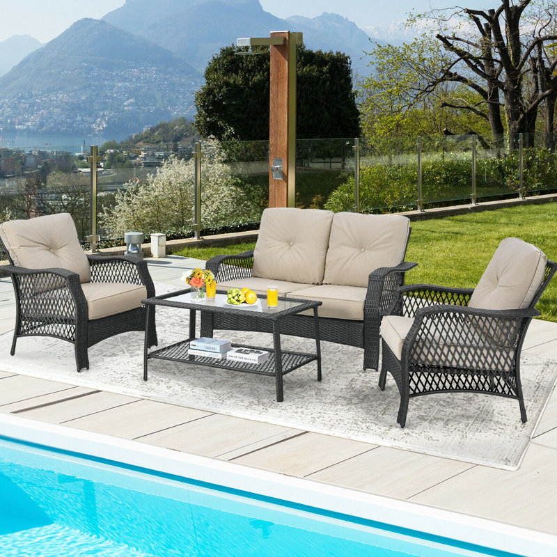 4 - Person Patio Conversation Set with Cushions