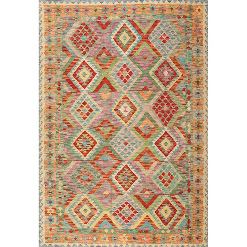 Tapis beige / brun / bleu Southwestern, Rectangle 7 pi x 10 pi