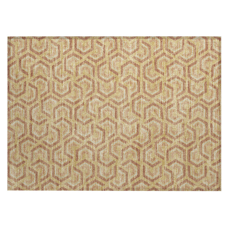 Machine Washable Indoor/Outdoor Chantille ACN2554 Geometric Rug, 1'8" x 2'6", Gold