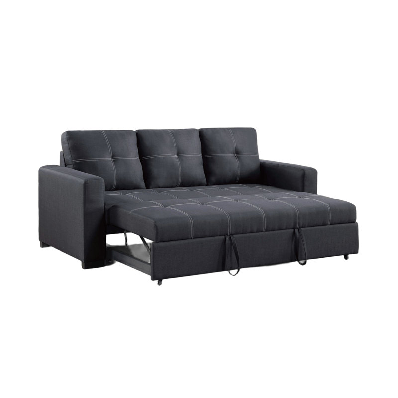 Canapé modulaire avec canapé-lit et canapé-lit capitonné en polyfibre noir