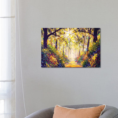 Sunny Forest Wood Trees by Valery Rybakow - Painting on Canvas