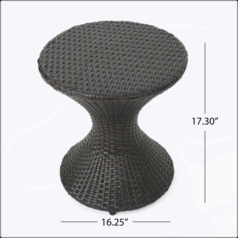 Table d'appoint durable en osier brun sablier pour l'extérieur