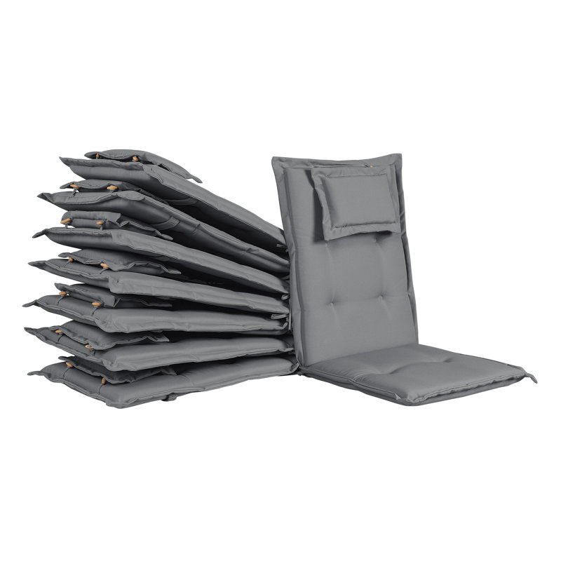 Set Of 8 Garden Chair Cushions Grey MAUI
