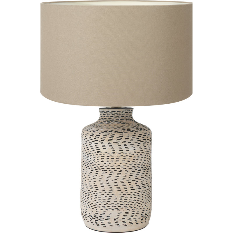Ceramic Table Lamp, Brown, Cotton, Cream