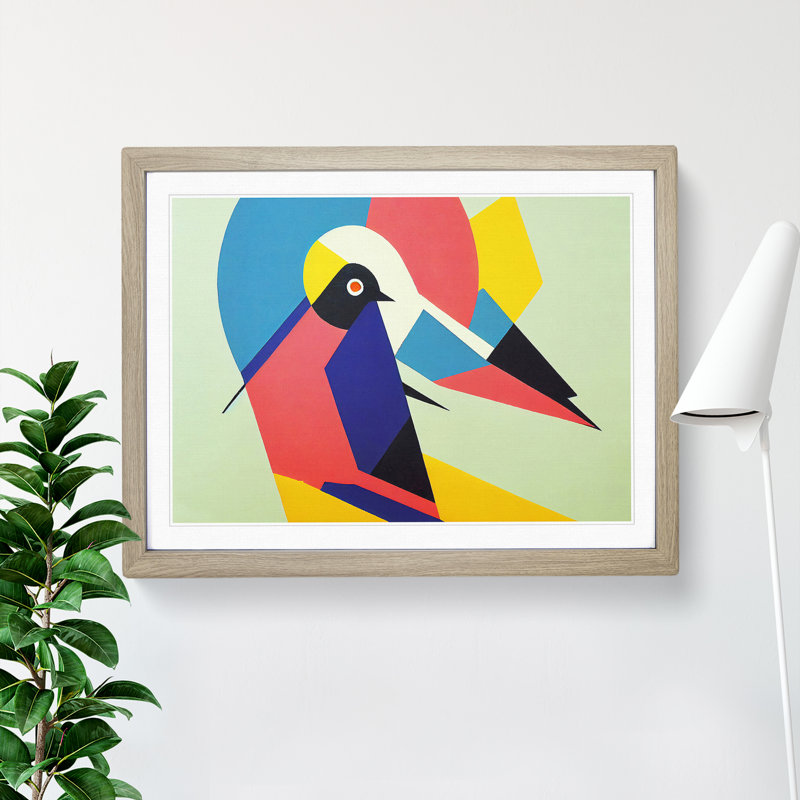 Abstract Pigeon Bird Vol.5 - Framed Print, 46cm H x 64cm W x 2cm D, Oak