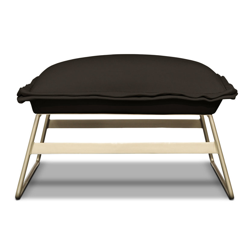 Tweety Leather Ottoman, Dark Walnut (Dreamer), Satin Brass