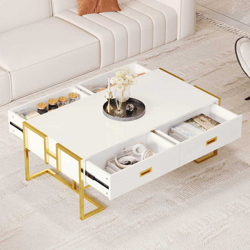 Table basse rectangulaire pour un rangement élégant, Blanc