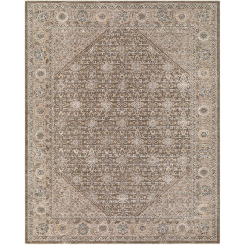 Tapis tissé à la machine Breindel, Rectangle 10 pi x 13 pi 11 po, Noir / brun / gris / vert