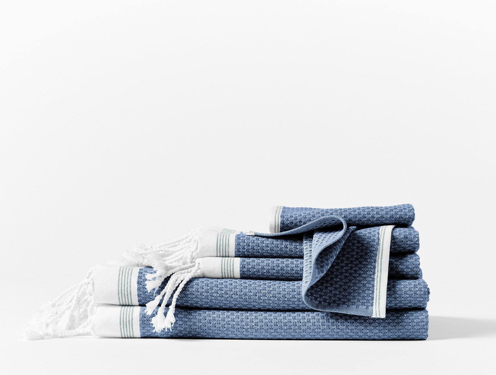 Mediterranean Organic Towel Set, Alpine White/Slate, 6 Piece Towel Set