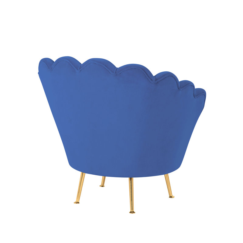Toro Velvet Barrel Chair, Blue, Gold