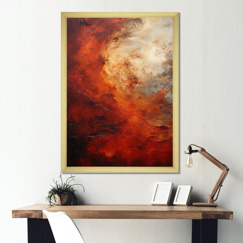 Maroon Mars Mystery Planète sur toile, H 20 po x l 12 po x P 1 po, Cadre doré simple