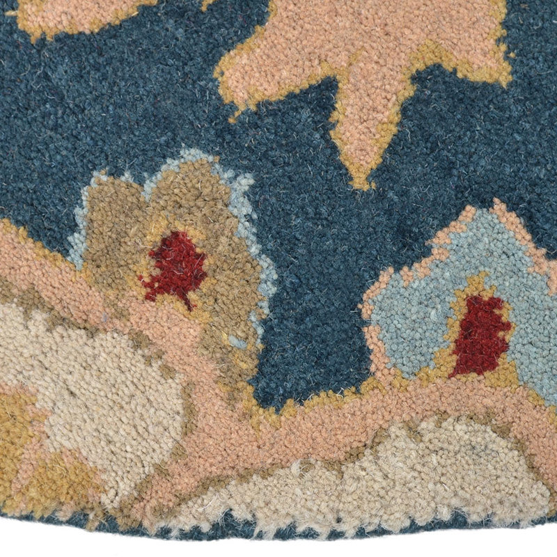Akain paisley HAND TUFTED WOOL ECO-FRIENDLY AREA RUGS - Octagon | Blue Color | Floral Design | Area Rugs for Living room, Bedroom