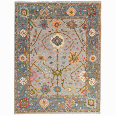 Elan Hand Knotted Wool Oriental Area Rug in Blue