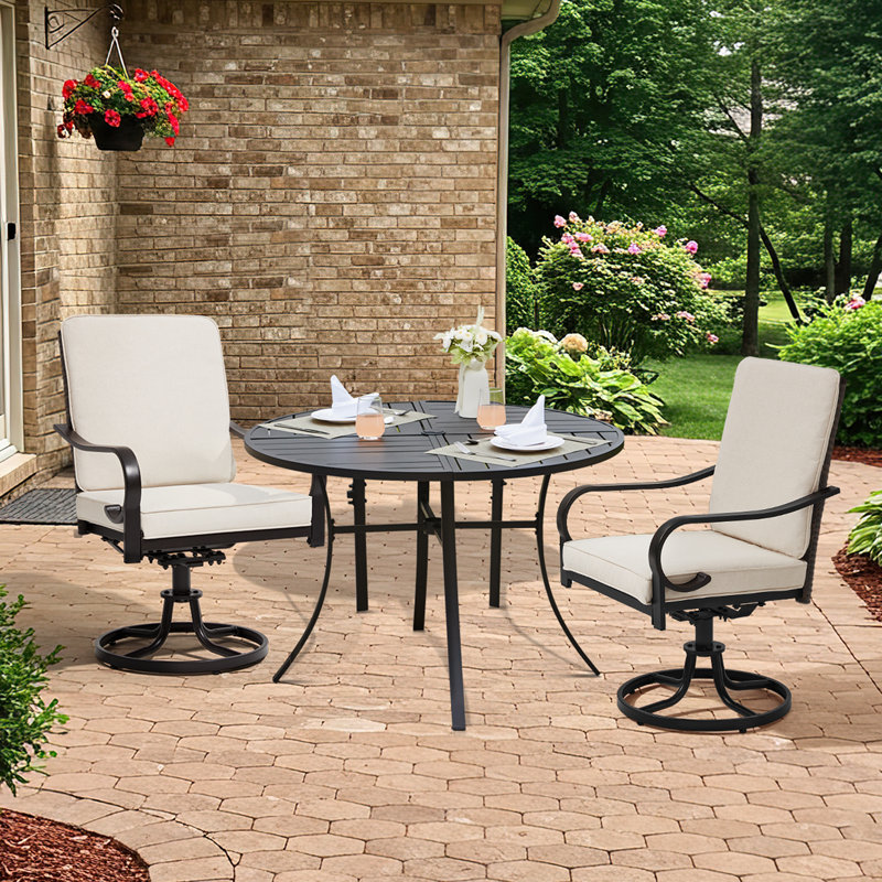 Ensemble de 2 chaises de patio pivotantes pour l'extérieur, Beige