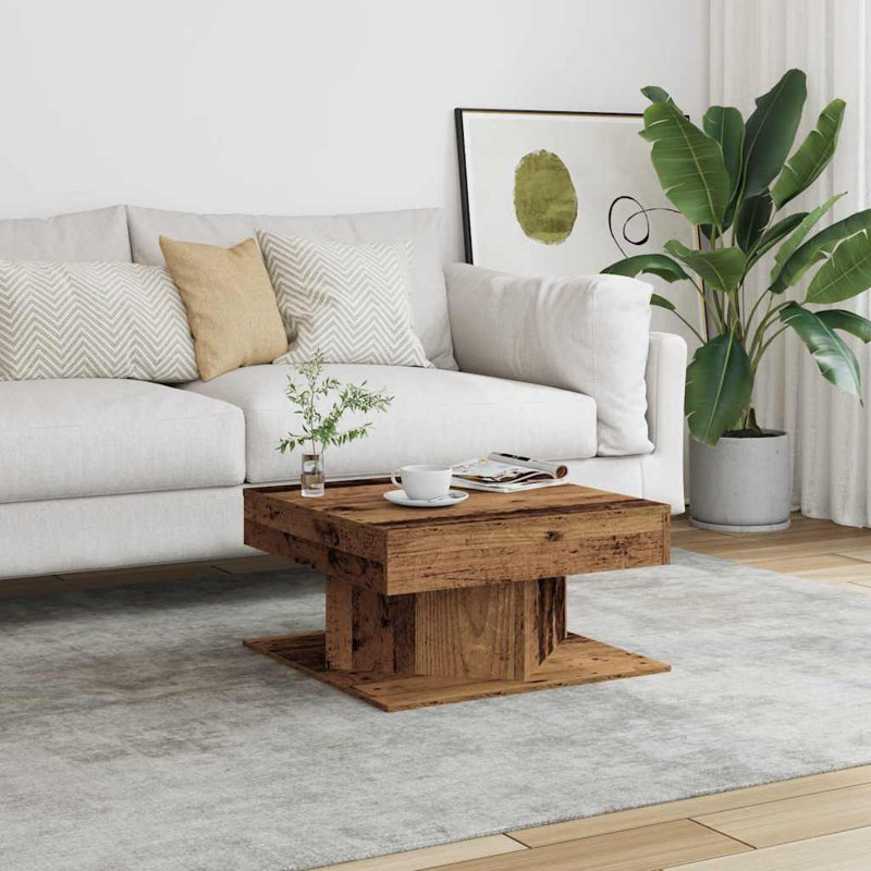Goce Block Coffee Table, White/Sonoma Oak