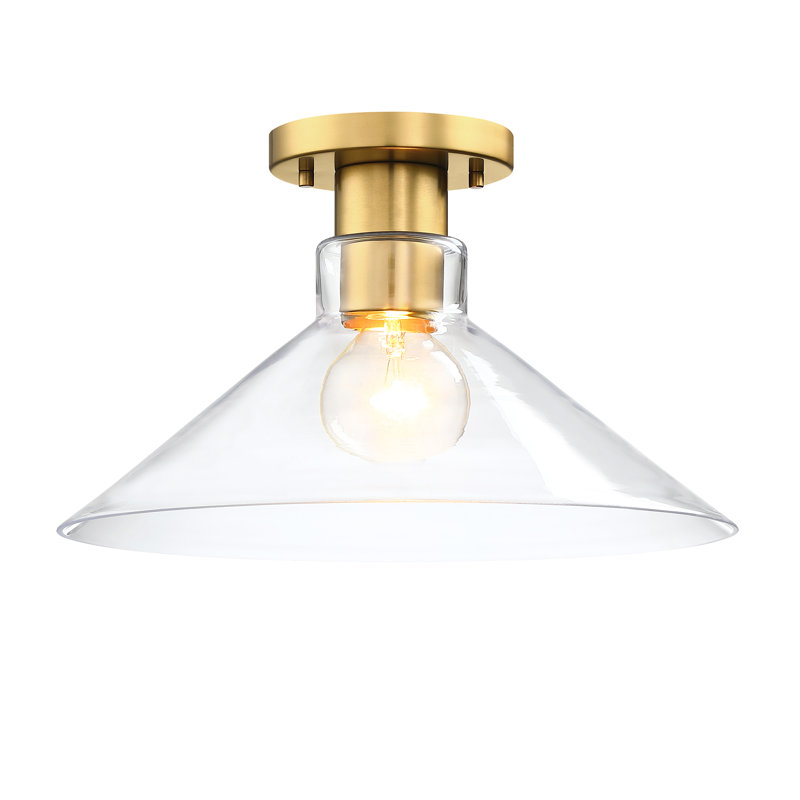 Ardis Glass Semi Flush Mount, Brushed Gold