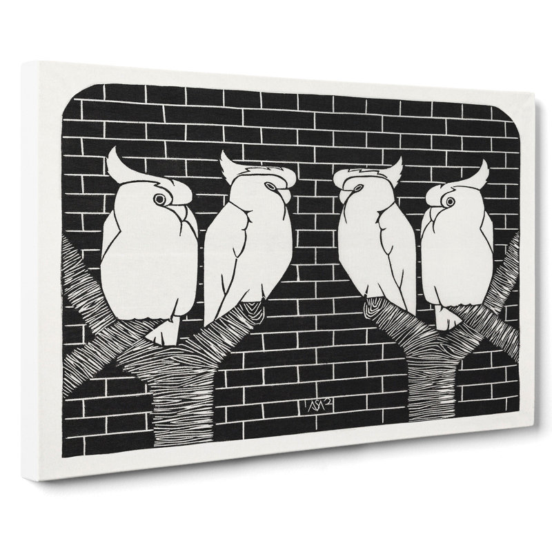 Four Crowned Cockatoos by Samuel De Mesquita - Wrapped Canvas Painting, 40cm H x 60cm W x 3cm D