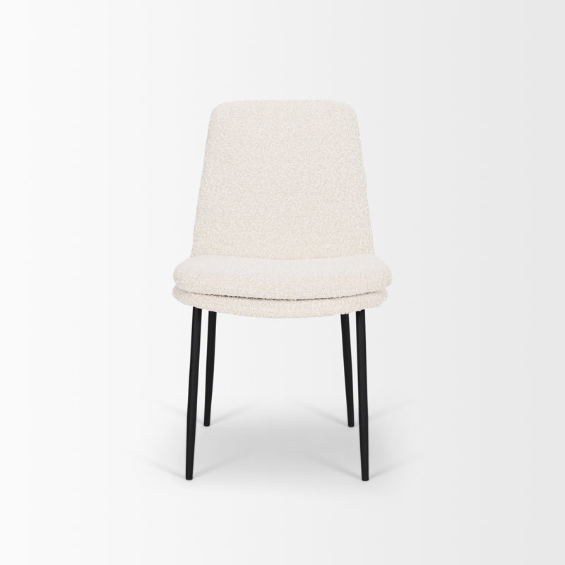 Mills 19'' H Upholstered Metal Side Chair, Cream