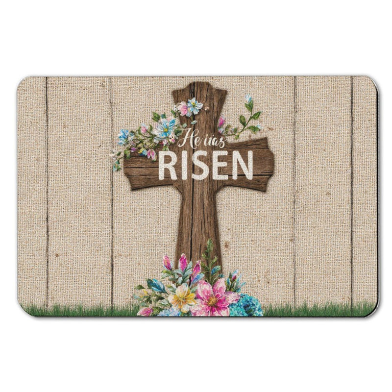 Tapis de bain Floral Cross He is Risen, 36 x 24 po