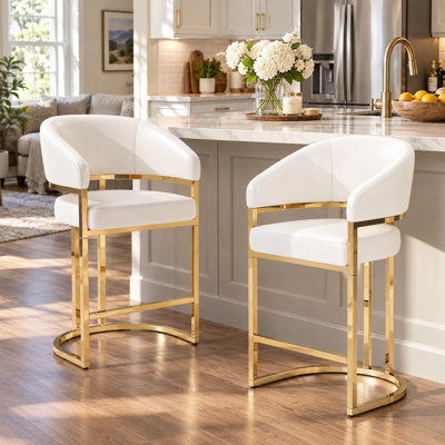 26 Inch Metal Upholstered Counter Barstool