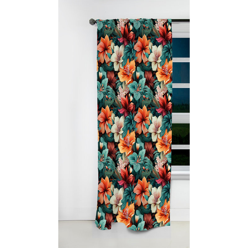 Tropical Essence - motif tropical I - rideau en velours tropical - obscurcissant - 1 panneau, L 52 po x L 108 po