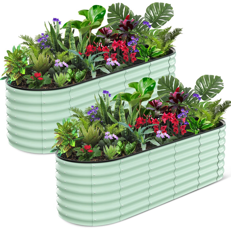 Metal Raised Garden Bed, 60cm H x 244cm W x 60cm D, Green