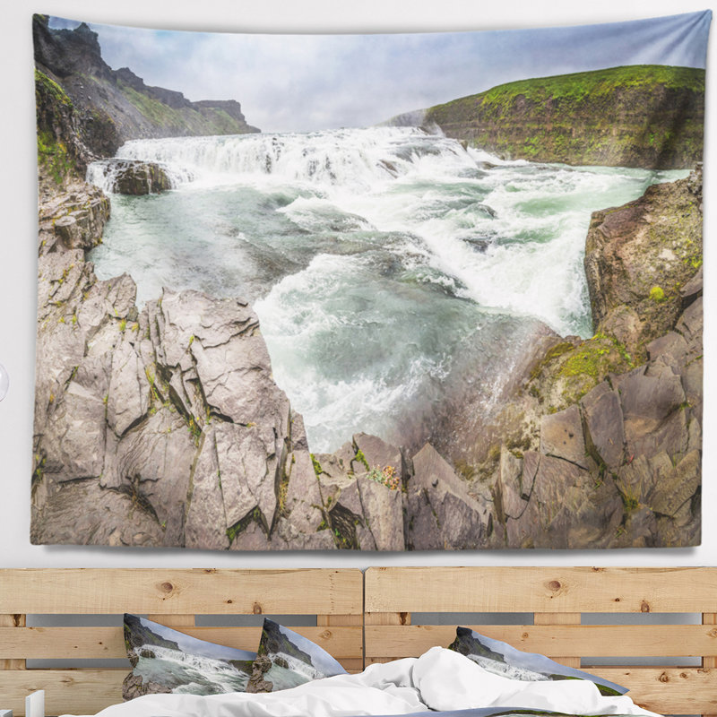 Très grande chute d’eau gullfoss en islande tapisserie, H 32 po x l 39 po
